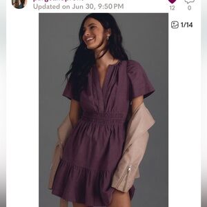 Anthropologie The Somerset Mini Dress Corduroy Edition Womens Size 1x